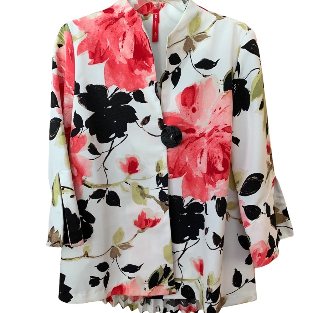 Ic by Connie k floral jacket pleated back size M medium one button formal